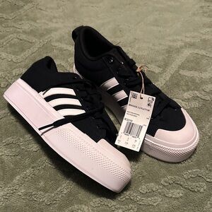 Adidas Women's Black and White Platform Sneakers